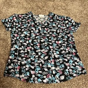 Black, Blue, Pink, Gray, and White Scrubstar Scrub Top with Pockets